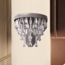 Countryside Teardrop Wall Mounted Lamp 1 Light Crystal Sconce Light Fixture in Bronze/Gray for Bedroom