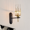 Minimalism Cylindrical Wall Mount Lamp 1 Head Clear Glass Wall Sconce Light in Gold