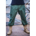 Mens Popular Solid Color Multi Pockets Wide Leg Pants Cargo Pants