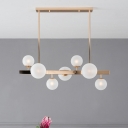 Gold Sphere Island Lighting Modernist 7 Heads Frosted Glass Ceiling Hanging Light for Bedroom