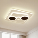 Minimalist Geometric Acrylic Ceiling Lamp Modern LED Flush Light Fixture in White-Gray