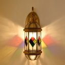 Single Gold Finish Wall Mounted Lamp Kit Classic Capsule Ripple Glass Wall Sconce