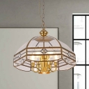 Bowl Clear Glass Chandelier Light Colonial 7 Bulbs Dining Room Pendant Lamp