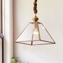 Clear/Frosted Glass Pyramid Ceiling Lamp Minimalist 1 Head Living Room Suspension Pendant Light