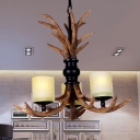 Resin Brown Chandelier Lighting Deer Antler 3 Bulbs Traditionary Hanging Pendant Light