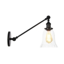 Clear Glass Bell Wall Mount Light Industrial 1 Light Indoor Sconce in Black/Bronze/Brass with Arm, 8