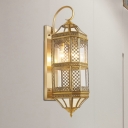 Metal Gold Wall Sconce Lighting Lantern 3-Light Traditional Wall Light Fixture for Foyer