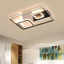 Black Rectangular Ceiling Fixture Modernism Acrylic LED Flush Mount Light in Warm/White Light