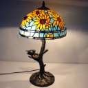 Sunflower Hand Cut Glass Desk Light Victorian 1 Head Antique Brass Standing Lamp