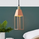 Minimalist House Shaped Metal Pendant Light Fixture 1 Light Hanging Lamp in Gold/Orange/Green for Dining Room