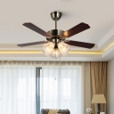 3/5 Bulbs Flared Ceiling Fan Lighting Traditional Dark Brown Frosted White Glass Semi Flush Mount for Living Room