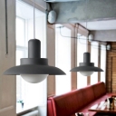 Flat Ceiling Lighting Modernism Metal 1 Head Grey Hanging Pendant Light in White/Warm Light