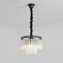 Crystal Block Tiered Chandelier Lighting Contemporary 4/9 Heads Clear Hanging Ceiling Light