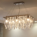 Clear Crystal Layered Pendant Chandelier Contemporary 8 Bulbs Ceiling Hanging Light