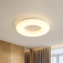 White Doughnut Flush Mount Lighting Contemporary LED Acrylic Close to Ceiling Lamp for Bedroom, 18