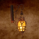 1 Light Dining Room Wall Mounted Lamp Vintage Red/Yellow/Blue Sconce Light with Lantern Hand Blown Glass Shade