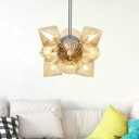 Contemporary Diamond Chandelier Lighting Amber Glass 9/12 Bulbs Hanging Light Fixture in Chrome