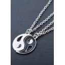 Couple Matching Exquisite Yin and Yang Two Pendant Necklace Set