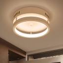 White Drum Ceiling Light Contemporary Acrylic LED Flush Mount Light in Warm/White Light