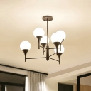 Bubbly Pendant Chandelier Contemporary Milky Glass 6 Bulbs Hanging Light Fixture in Black