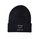 Hip Hop Style HOW YOU DOIN Letter Printed Black Knitted Hat