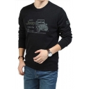 Funny Letter JEEP Printed Long Sleeves Crew Neck Leisure Graphic Sweatshirt