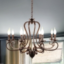 Black Candle Hanging Chandelier Traditionary Metal 6/8 Bulbs Living Room Pendant Light Fixture