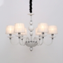 Fabric Conical Ceiling Chandelier Antique 6/8/12 Bulbs Hanging Light Fixture in White