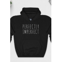Simple Letter PERFECTLY IMPERFECT Printed Long Sleeve Boxy Pullover Hoodie