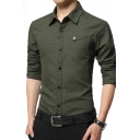 Men's Popular Solid Color Long Sleeves Button Down Slim Fit Office Work Shirt