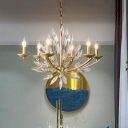 Curving Living Room Chandelier Light Fixture Countryside 6/8 Lights Gold Hanging Pendant