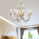 Crystal Candelabra Chandelier Light Fixture Rustic 5/6 Lights Dining Room Suspension Lamp in Gold