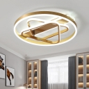Triangle Flush Mount Fixture Postmodern Acrylic Gold LED Ceiling Lighting in Remote Control Stepless Dimming/Warm/White Light