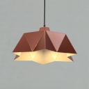 Contemporary 1 Head Ceiling Lighting Pink Geometric Hanging Pendant Light with Metal Shade