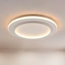 LED Bedroom Ceiling Lamp Minimalist White Flush Mount Lighting with Round Acrylic Shade in Warm/White Light, 18