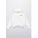 Simple Letter SPECIAL Printed Long Sleeve Plain Thick Drawstring Hoodie