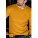 Mens Exclusive Plain Long Sleeve Round Neck Slim Fit Knit Pullover Sweater for Winter