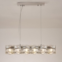Contemporary 6/8 Bulbs Island Lamp Cylinder Pendant Light Fixture with Clear Crystal Shade