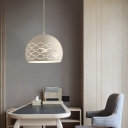 White Globe Hanging Lamp Simple 1 Light Metal Suspension Pendant Light for Dining Room