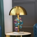 Modern Domed Shaped Task Lighting Metal 1 Light Bedroom Small Desk Lamp in Gold with Colored Crystal Ball Deco
