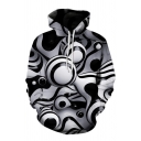 Black and White Fancy Ball 3D Print Long Sleeve Loose Pullover Hoodie