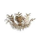 Gold 10 Heads Semi Flush Mount Light Traditional Faceted Crystal Leaf Ceiling Fixture