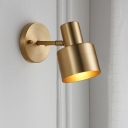 Brass 1/2/3-Bulb Vanity Lighting Fixture Traditionalist Metal Cylindrical Wall Sconce Light for Bathroom