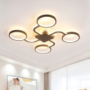 Dark Coffee Ring Flush Light Contemporary Acrylic LED Ceiling Lamp in Warm/White Light, 19.5