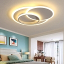 Oval Acrylic Flush Light Fixture Simple Style White LED Ceiling Lighting in Remote Control Stepless Dimming/Warm/White Light, 19