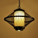 Iron Tapered Cage Ceiling Pendant Minimalist 1 Bulb Hanging Light Fixture in Black