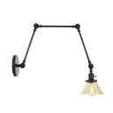 Black/Bronze/Copper Cone Sconce Industrial Clear/Amber Glass 1 Light Indoor Wall Lighting with Adjustable Arm,8