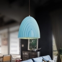 Modernist 1 Bulb Hanging Lamp White/Blue Bell Ceiling Pendant Light with Metal Shade