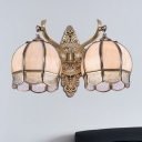 2-Head Metal Wall Light Traditionalism Brass Orb Dining Room Wall Sconce Lighting