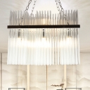 10 Heads Tube Chandelier Light Contemporary Crystal Suspended Lighting Fixture in Stainless-Steel